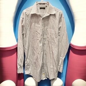 Joseph Abboud Gray Striped Dress Shirt 17 - 34/35